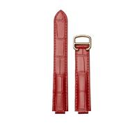 ROUREOX Bracelet de Montre de Remplacement, Sangle en Cuir Grain Fin avec Boucle Incurvée Polie pour Cartier Ballon Bleu & Tank Series-Rose + Argent 18mm