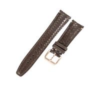 ROUREOX Bracelet de Montre en Cuir Authentique Boucle en Acier Inoxydable Bracelet de Montre en Cuir de Vache Tressé 20mm pour IWC Portuguese IW371614 IW503312-Marron + Or Rose K10