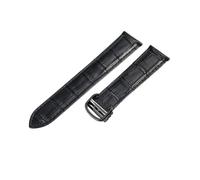 ROUREOX Bracelet de Montre en Cuir Authentique Boucle en Acier Inoxydable Bracelet de Remplacement en Cuir à Passage Unique pour Cartier Tank Collection-Noir + Noir 23mm