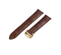 ROUREOX Bracelet de Montre en Cuir Authentique Boucle en Acier Inoxydable Bracelet de Remplacement en Cuir à Passage Unique pour Cartier Tank Collection-Marron + Or 20mm