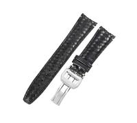 ROUREOX Bracelet de Montre en Cuir Authentique Fermoir en Acier Inoxydable Bracelet de Montre en Cuir de Vache Tressé 22mm pour IWC Portuguese IW371614 IW503312-Noir + Argent Z7