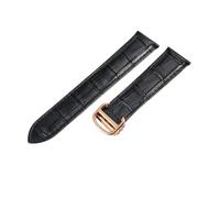 ROUREOX Bracelet de Montre en Cuir Authentique Fermoir en Acier Inoxydable Bracelet de Remplacement en Cuir Homme pour Cartier Tank Collection-Noir + Or Rose 17mm