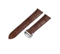 ROUREOX Bracelet de Montre en Cuir Authentique Fermoir en Acier Inoxydable Bracelet de Remplacement en Cuir Homme pour Cartier Tank Collection-Marron + Argent 16mm