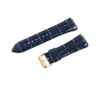 ROUREOX Bracelet de Montre en Cuir Authentique Fermoir en Métal Bracelet de Remplacement de Montre Vintage Fait Main 22mm pour Guess W0040G3 W0247G3 W0040G7-Bleu + Or