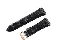 ROUREOX Bracelet de Montre en Cuir Authentique Fermoir en Métal Bracelet de Remplacement de Montre Vintage Fait Main 22mm pour Guess W0040G3 W0247G3 W0040G7-Noir + Or Rose