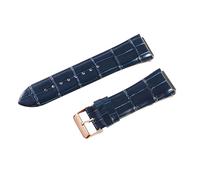 ROUREOX Bracelet de Montre en Cuir Authentique Fermoir en Métal Bracelet de Remplacement de Montre Vintage Fait Main 22mm pour Guess W0040G3 W0247G3 W0040G7-Bleu + Or Rose