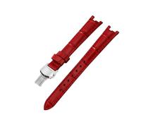 ROUREOX Bracelet de Montre en Cuir Fermoir en Acier Inoxydable Bracelet de Remplacement en Cuir Authentique Femme 12mm pour Tissot 1853 Flamengo Trend Collection T094-Rouge + Argent