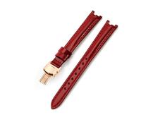 ROUREOX Bracelet de Montre en Cuir Fermoir en Acier Inoxydable Bracelet de Remplacement en Cuir Authentique Femme 12mm pour Tissot 1853 Flamengo Trend Collection T094-Rouge Vif + Or Rose