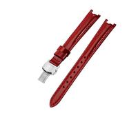 ROUREOX Bracelet de Montre en Cuir Fermoir en Acier Inoxydable Bracelet de Remplacement en Cuir Authentique Femme 12mm pour Tissot 1853 Flamengo Trend Collection T094-Rouge Vif + Argent