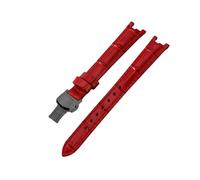 ROUREOX Bracelet de Montre en Cuir Fermoir en Acier Inoxydable Bracelet de Remplacement en Cuir Authentique Femme 12mm pour Tissot 1853 Flamengo Trend Collection T094-Rouge + Noir