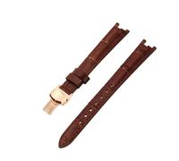 ROUREOX Bracelet de Montre en Cuir Fermoir en Acier Inoxydable Bracelet de Remplacement en Cuir Authentique Femme 12mm pour Tissot 1853 Flamengo Trend Collection T094-Marron + Or Rose