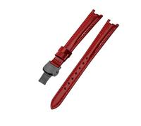 ROUREOX Bracelet de Montre en Cuir Fermoir en Acier Inoxydable Bracelet de Remplacement en Cuir Authentique Femme 12mm pour Tissot 1853 Flamengo Trend Collection T094-Rouge Vif + Noir