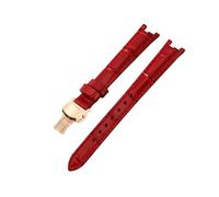 ROUREOX Bracelet de Montre en Cuir Fermoir en Acier Inoxydable Bracelet de Remplacement en Cuir Authentique Femme 12mm pour Tissot 1853 Flamengo Trend Collection T094-Rouge + Or Rose