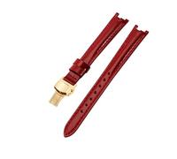 ROUREOX Bracelet de Montre en Cuir Fermoir en Acier Inoxydable Bracelet de Remplacement en Cuir Authentique Femme 12mm pour Tissot 1853 Flamengo Trend Collection T094-Rouge Vif + Or