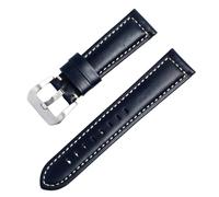 ROUREOX Bracelet de Montre en Cuir Libération Rapide, Bande de Remplacement en Cuir Véritable avec Boucle en Acier Inoxydable pour Panerai Luminor Series-Bleu 24mm