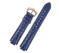 ROUREOX Bracelet de Montre en Cuir Motif Gaufré, Sangle de Remplacement avec Boucle Ardillon Disponible en Noir & Bleu pour Ballon Bleu de Cartier W69012Z4-Bleu + Or Rose 20 * 12mm