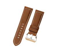 ROUREOX Bracelet de Montre en Cuir Véritable Crazy Horse Rétro & Robuste 24mm, Sangle de Remplacement pour Panerai Radiomir & Luminor Series-Marron B+Argent 24mm