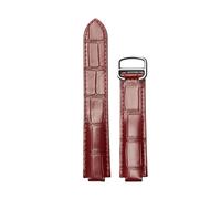 ROUREOX Bracelet de Montre en Cuir Véritable Grain Alligator Gaufré, Sangle de Remplacement 22mm 20mm 18mm pour Cartier Ballon Bleu & Tank Series-Rouge foncé + Argent 22mm