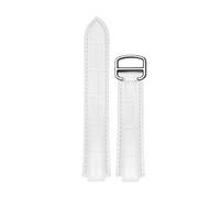 ROUREOX Bracelet de Montre en Cuir Véritable Grain Alligator Gaufré, Sangle de Remplacement 22mm 20mm 18mm pour Cartier Ballon Bleu & Tank Series-Blanc + Argent 14mm