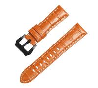 ROUREOX Bracelet de Montre en Cuir Véritable Grain Alligator Rembourré, Bande de Remplacement avec Boucle Noire pour Panerai Luminor PAM00441 PAM00111-Orange 26mm