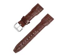 ROUREOX Bracelet de Montre en Cuir Véritable Grain Alligator Rembourré, Bande de Remplacement avec Coutures Contrastées pour IWC Pilot's Watches Collection-Marron+Marron 21mm
