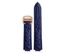 ROUREOX Bracelet de Montre en Cuir Véritable Grain Alligator, Sangle de Remplacement avec Boucle pour Ballon Bleu de Cartier WSBB0025 W69012Z4-Bleu + Or Rose 14 * 8mm