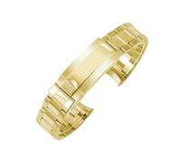 ROUREOX Bracelet de Montre en Métal 316L Classique Acier Inoxydable Fermoir Pliable Réglable Remplacement Brassard de Montre pour Rolex Cosmograph Daytona-Or Brillant 21mm