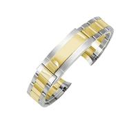 ROUREOX Bracelet de Montre en Métal 316L Classique Acier Inoxydable Fermoir Pliable Réglable Remplacement Brassard de Montre pour Rolex Cosmograph Daytona-Argent Brillant + Or 21mm