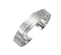ROUREOX Bracelet de Montre en Métal 316L Classique Acier Inoxydable Fermoir Pliable Réglable Remplacement Brassard de Montre pour Rolex Cosmograph Daytona-Argent Givré 21mm