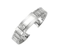 ROUREOX Bracelet de Montre en Métal Brossé Classique Acier Inoxydable Fermoir Pliable Remplacement Brassard de Montre pour Rolex Cosmograph Daytona-Argent Brillant 20mm