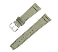 ROUREOX Bracelet de Montre en Toile Libération Rapide, Bande de Remplacement en Cuir avec Boucle en Acier Inoxydable Brossé pour IWC Pilot's Watches Collection-Vert 21mm
