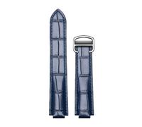 ROUREOX Bracelet de Montre Fait Main en Cuir 16mm Boucle Polie, Accessoire de Remplacement Haute Qualité pour Cartier Ballon Bleu & Tank Series-Bleu+Argent 18mm