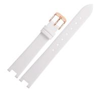 ROUREOX Bracelet de Montre Femme Cuir Véritable Connecteur Spécial Cranté Sangle de Remplacement Mince pour Swarovski Evil Eye-Blanc + Or Rose 14x4mm