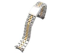 ROUREOX Bracelet Déploiement Métallique, Extrémité Courbe, 316L Acier Inoxydable Bracelet Montre Remplacement pour Tudor Prince and Princess Collection-Argent Or 19MM