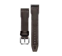 ROUREOX Bracelet En Cuir Authentique Fermoir Métallique Ajustable Bracelets En Cuir Souple Accessoires pour IWC Mark XVII Mark XVIII Le Petit Prince Big Pilot-Marron + Blanc 20mm