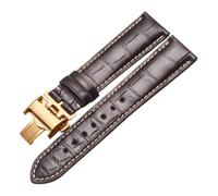 ROUREOX Bracelet en Cuir Authentique Souple Fermoir Papillon Bracelet en Cuir Remplacement Accessoires Réparation pour LONGINES Master Collection-Marron + Or 20mm