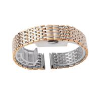 ROUREOX Bracelet Métal Bracelet de Montre Acier INOX Remplacement Fermoir Papillon 14mm 18mm Bande Maillons pour La Grande Classique de Longines - Argent + Rose 22mm