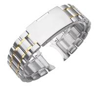 ROUREOX Bracelet Métal Courbe Extrémité Remplacement, 316L Acier Inoxydable Déploiement Bracelet Montre pour Citizen-Argent Or 22MM