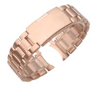 ROUREOX Bracelet Métal Courbe Extrémité Remplacement, 316L Acier Inoxydable Déploiement Bracelet Montre pour Citizen-Or Rose 18MM