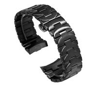 ROUREOX Bracelet Métal Robuste Acier Brosse 24mm Bande Montre Maillon T Fermoir Papillon Sangle pour Panerai - Noir