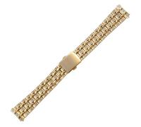 ROUREOX Bracelet Montre Acier Grain de Riz, Bande Métal 19mm Vintage Poli, Remplacement Classique Massif pour Titoni Cosmo King 777-Doré