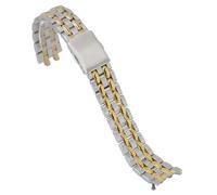 ROUREOX Bracelet Montre Acier Grain de Riz, Bande Métal 19mm Vintage Poli, Remplacement Classique Massif pour Titoni Cosmo King 777-Argent + Or
