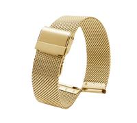 ROUREOX Bracelet Montre Acier Inoxydable 12mm-24mm Réglage Infini, Bracelet Maille Métal Double Verrouillage pour Daniel Wellington-Doré 18mm