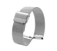 ROUREOX Bracelet Montre Acier Inoxydable 12mm-24mm Réglage Infini, Bracelet Maille Métal Double Verrouillage pour Daniel Wellington-Argenté 16mm