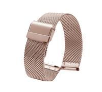 ROUREOX Bracelet Montre Acier Inoxydable 12mm-24mm Réglage Infini, Bracelet Maille Métal Double Verrouillage pour Daniel Wellington-Or Rose 16mm