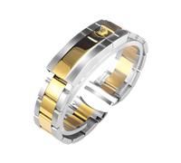 ROUREOX Bracelet Montre Acier Inoxydable Massif 20mm 21mm Embouts Incurvés, Bracelet Remplacement Métal pour Rolex Submariner Series-Micro-Ajustement Argent et Or 20mm