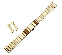ROUREOX Bracelet Montre Acier Massif Incurvé Bracelet Métal Boucle Papillon Rechange Bout Courbe Universel pour Tissot Le Locle T41-Doré 19mm