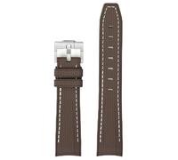 ROUREOX Bracelet Montre Caoutchouc Homme 20Mm Extrémité Incurvée, Bracelet Remplacement Silicone Écologique pour Omega x Swatch MoonSwatch/Rolex Submariner-Brun + Blanc 20MM