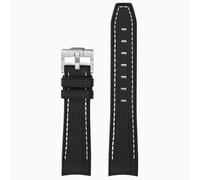 ROUREOX Bracelet Montre Caoutchouc Homme 20Mm Extrémité Incurvée, Bracelet Remplacement Silicone Écologique pour Omega x Swatch MoonSwatch/Rolex Submariner-Noir + Blanc 20MM