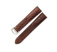 ROUREOX Bracelet Montre Crocodile Embossé Boucle Pliante Acier Inoxydable Classique 18mm Sangle Remplacement Cuir Véritable pour Cartier Tank Solo-Marron + Argent